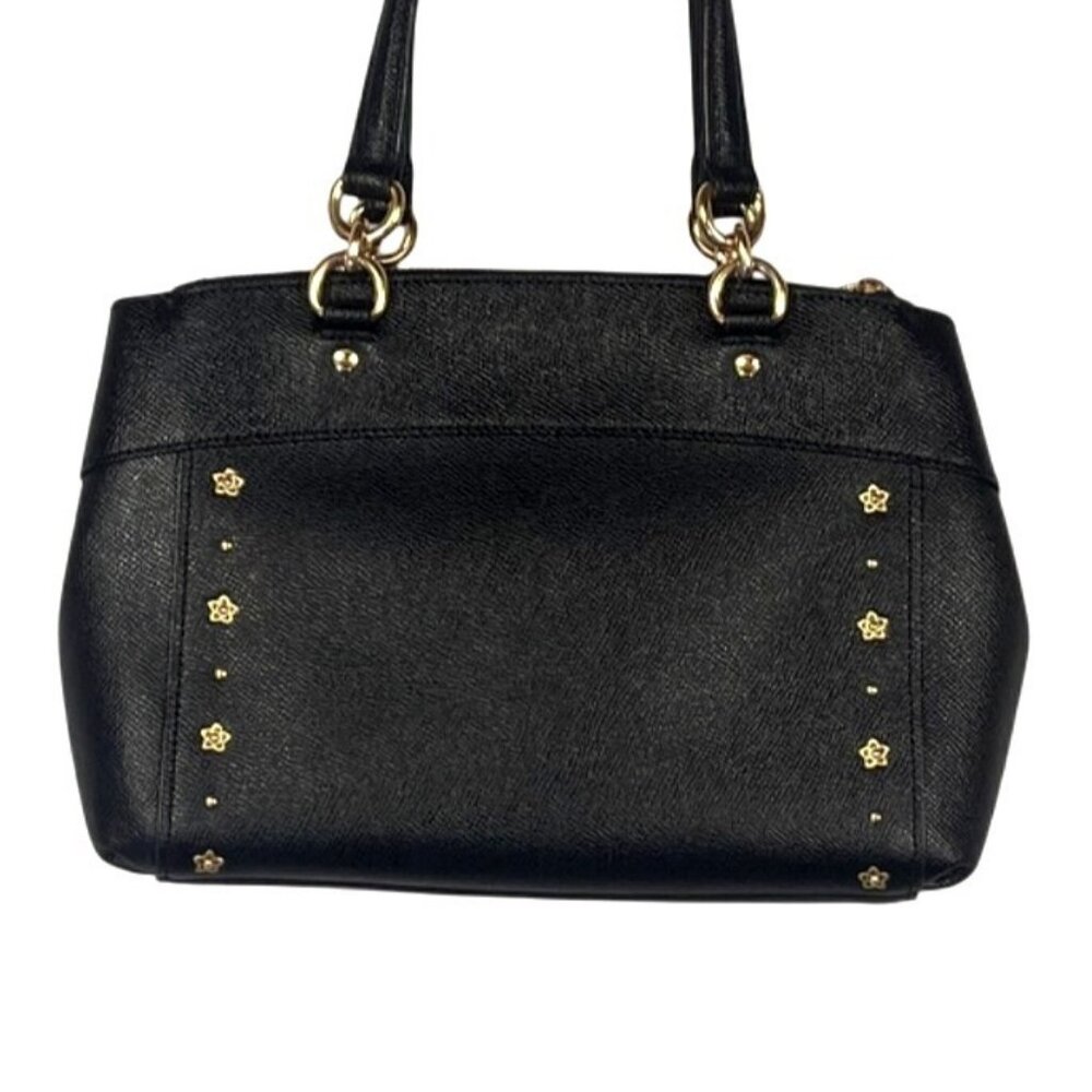 Coach 2018 Mini Brooke Black Leather Crossbody Bag w Floral Rivets F37754 - Picture 3 of 16